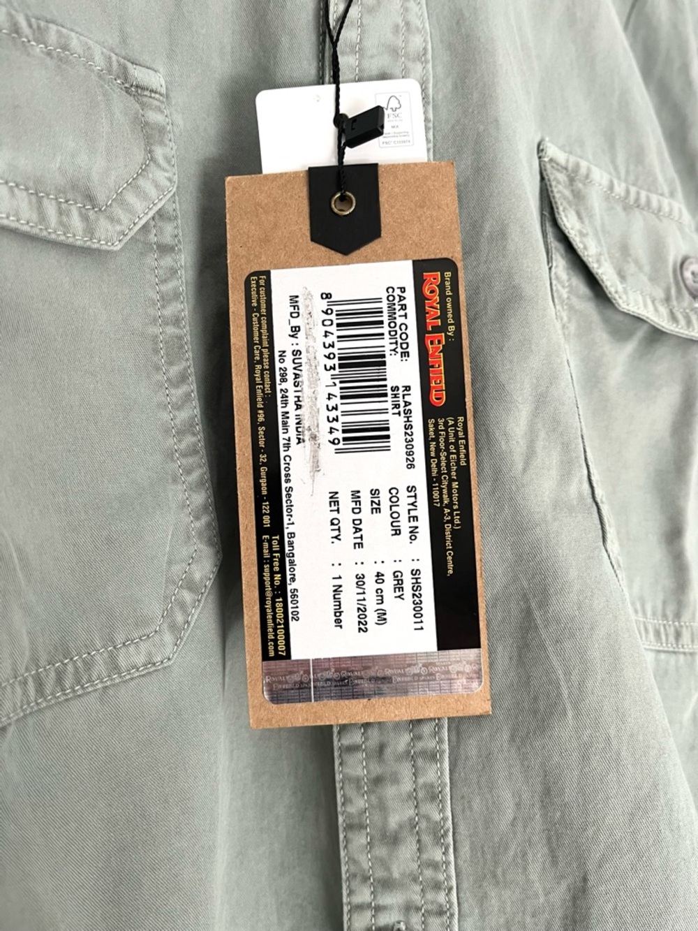 Royal Enfield Utility Shirt Sage Green 100% Cotton NWT Medium - Picture 3 of 11